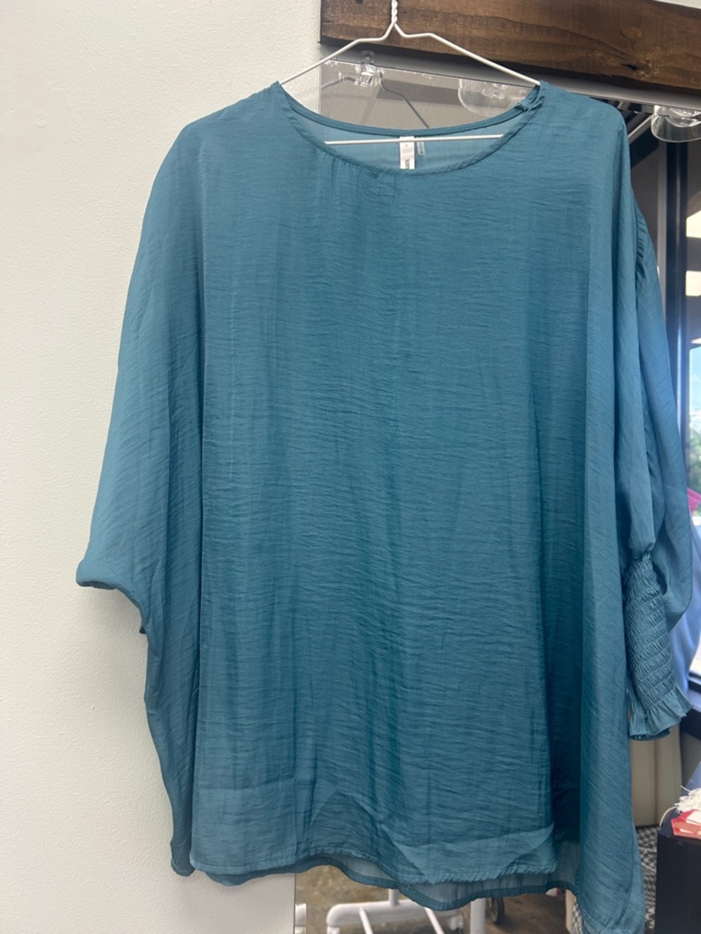 glam Teal Blue Loose-Fit Blouse